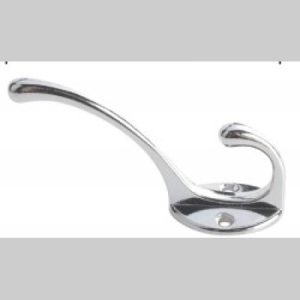 Clothes Hook Silver Double
